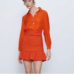 Zara Belted Trumpet Skirt